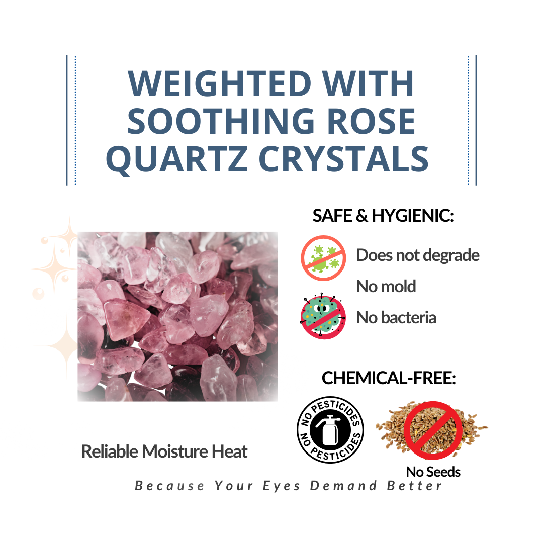 weighted with soothing rose and quartz crystals