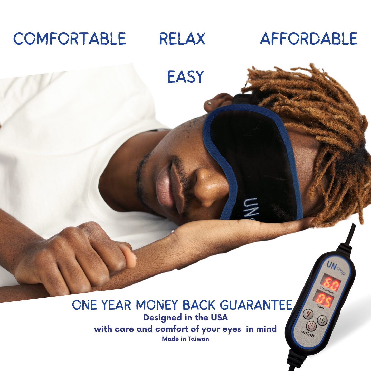 Gentle heat therapy for natural dry eye relief with UNCLOG Mask