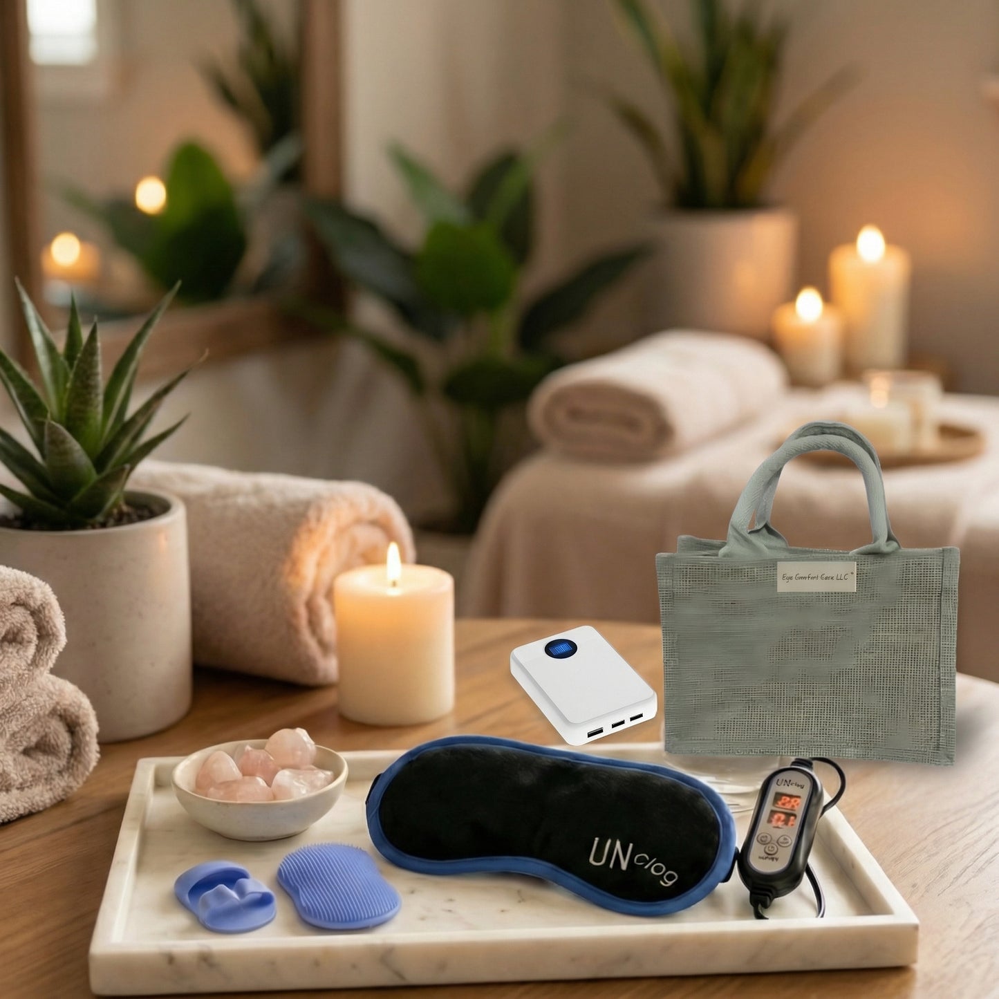 Heated Eye Mask + Power Bank Kit | Plug-In Warm Compress