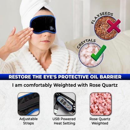 Weighted eye mask with rose quartz crystals for natural soothing relief and relaxation